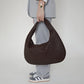 Hobo Bag Woven Faux Leather with Zip and 16-Inch Laptop Fit