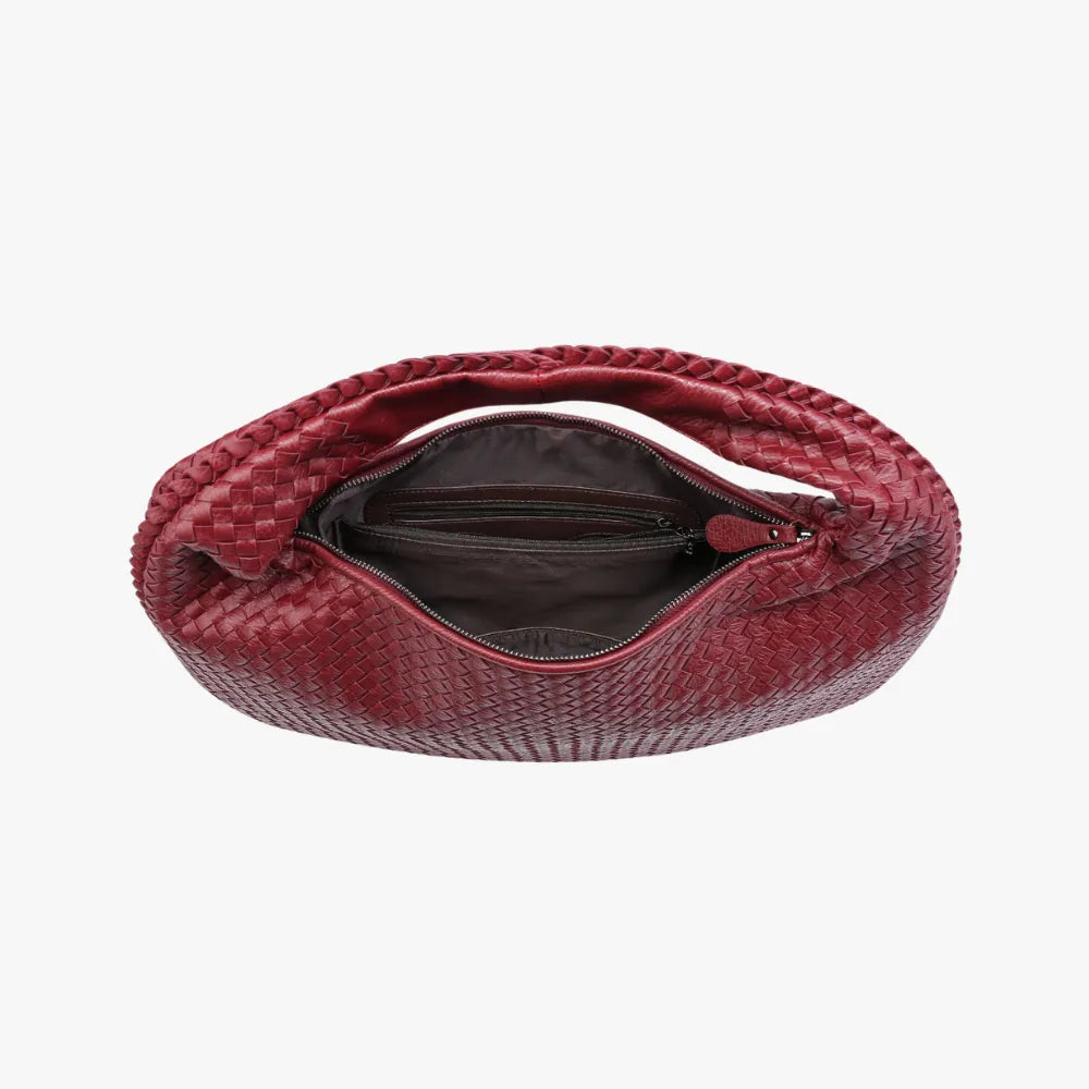 Hobo Bag Woven Faux Leather with Zip and 16-Inch Laptop Fit