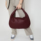 Hobo Bag Woven Faux Leather with Zip and 16-Inch Laptop Fit