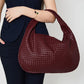 Hobo Bag Woven Faux Leather with Zip and 16-Inch Laptop Fit