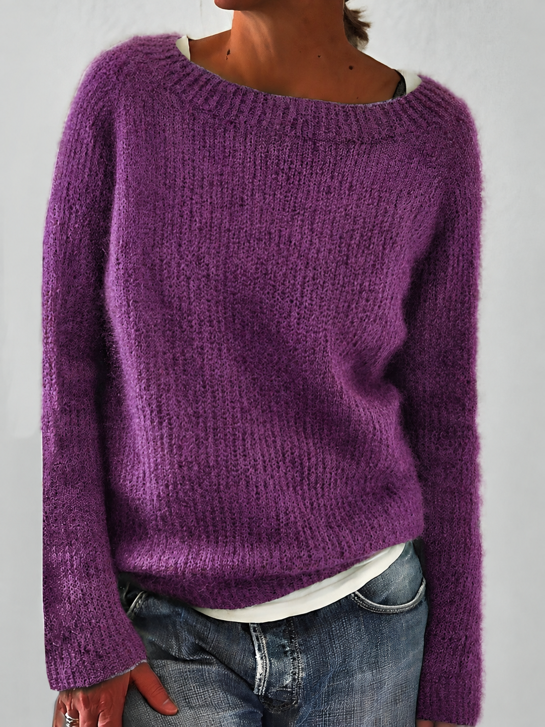 Fluffy Wide Neck Jumper