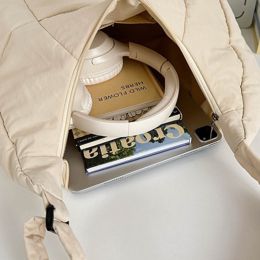 Tote Bag Padded Cotton Nylon with Zip and Wide Adjustable Strap