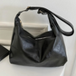 Hobo Bag Crinkled Faux Leather with Zip and Adjustable Strap