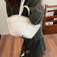 Tote Bag Grained Faux Leather with Removable Pouch and Topstitching