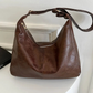 Hobo Bag Crinkled Faux Leather with Zip and Adjustable Strap