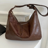 Hobo Bag Crinkled Faux Leather with Zip and Adjustable Strap
