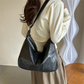Hobo Bag Crinkled Faux Leather with Zip and Adjustable Strap