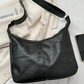 Hobo Bag Crinkled Faux Leather with Zip and Adjustable Strap