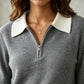 Contrast Collar Quarter-Zip Jumper