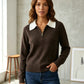 Contrast Collar Quarter-Zip Jumper