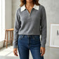 Contrast Collar Quarter-Zip Jumper