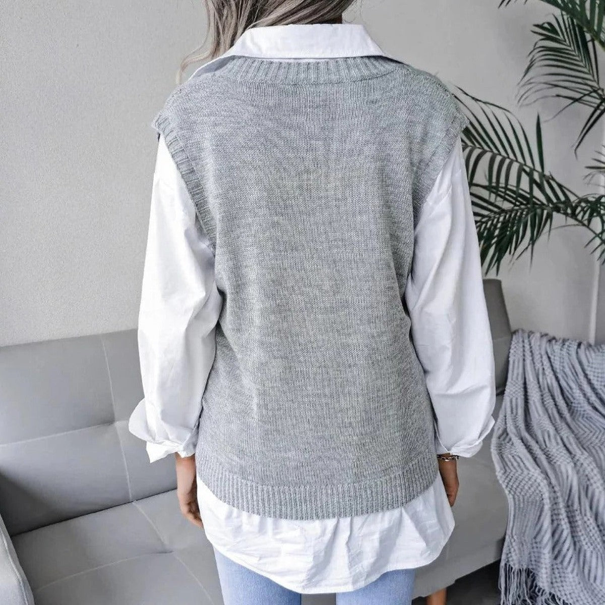 Cable Pointelle Jumper Vest