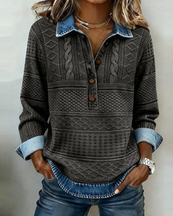 Denim Collar Cable Jumper