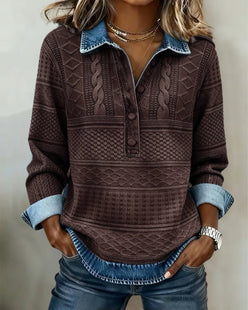 Denim Collar Cable Jumper