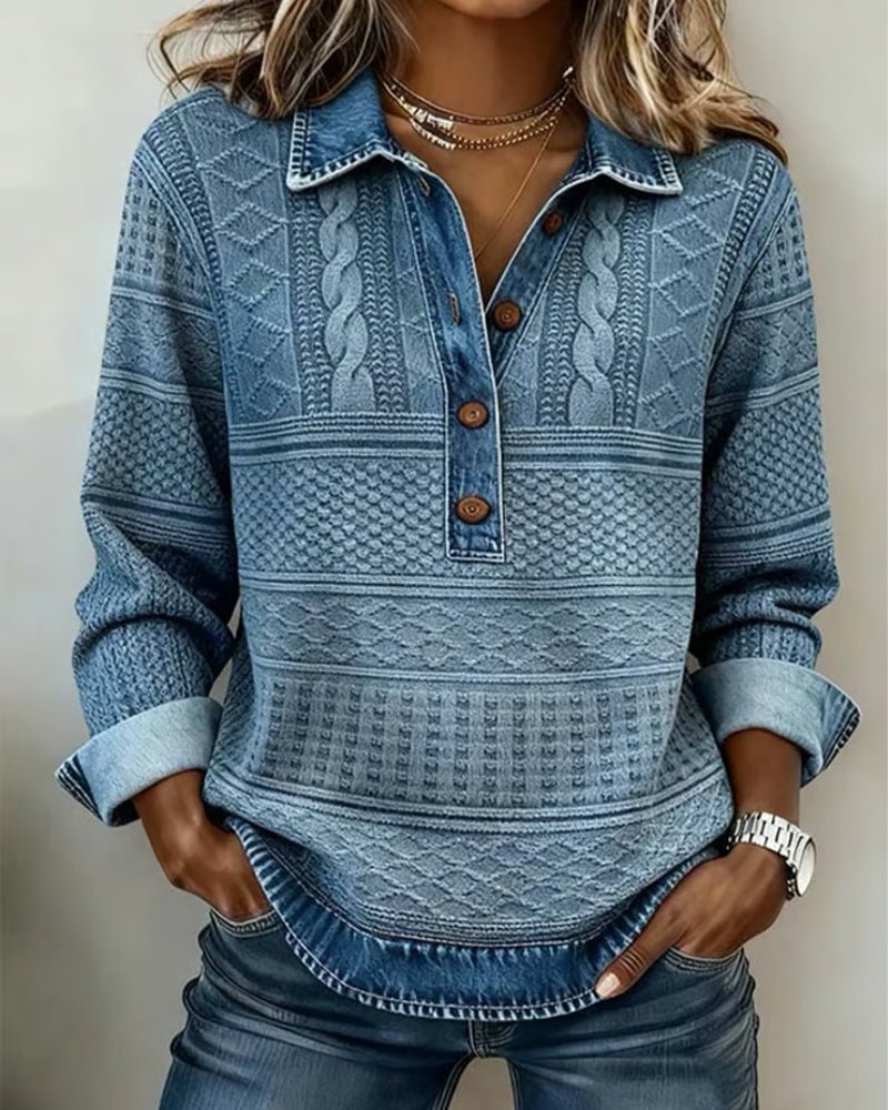Denim Collar Cable Jumper