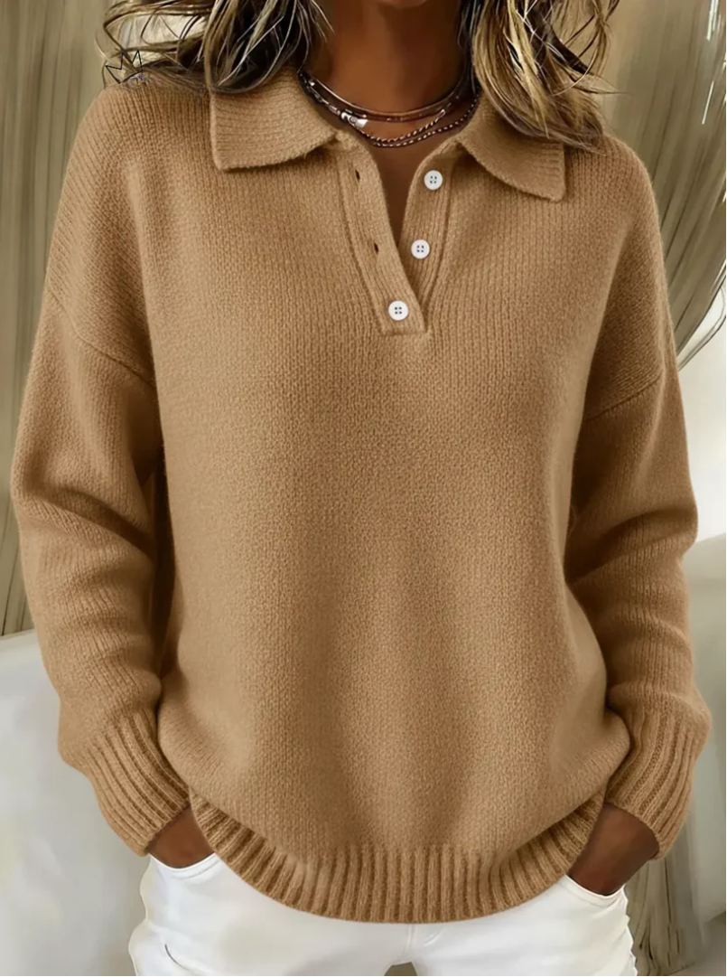Cashmere-Feel Polo Jumper