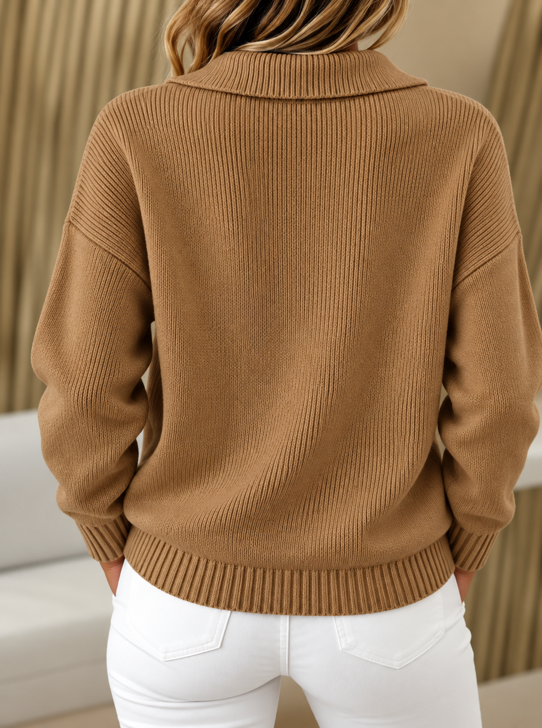 Cashmere-Feel Polo Jumper