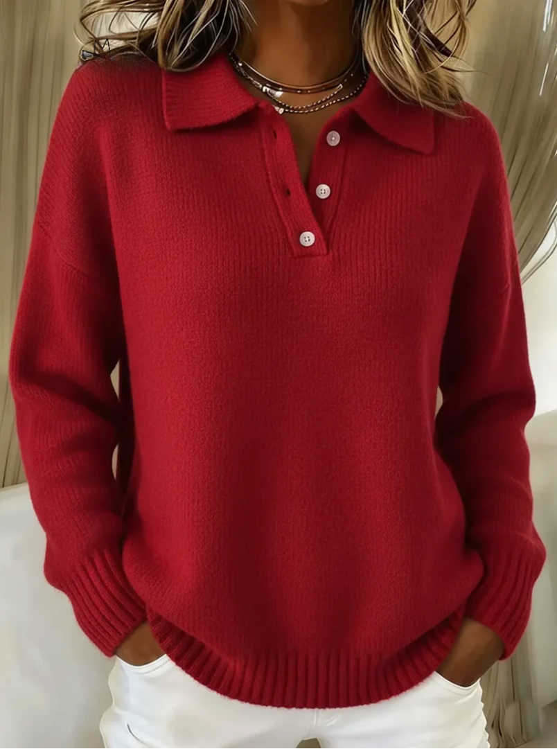 Cashmere-Feel Polo Jumper