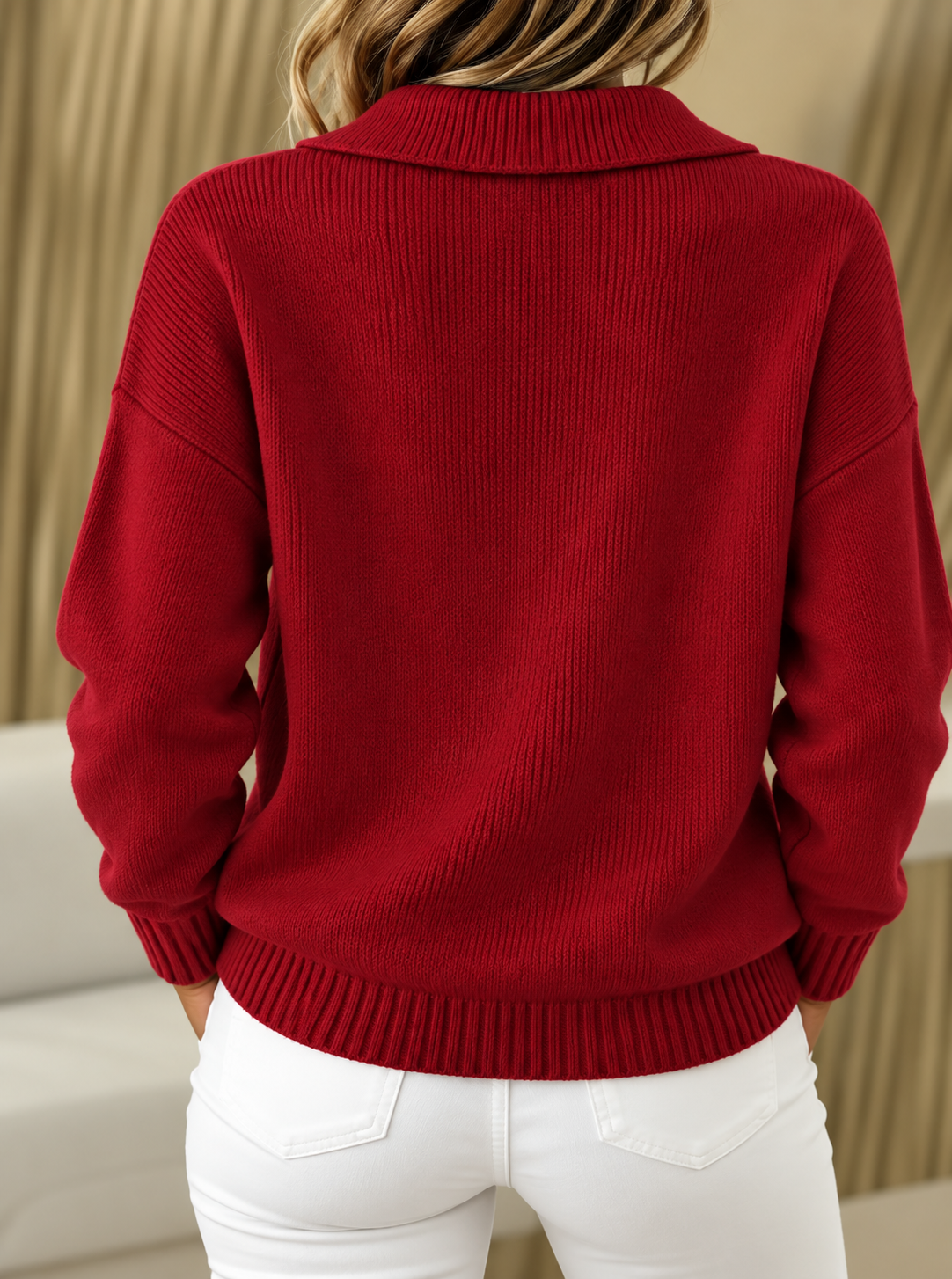 Cashmere-Feel Polo Jumper
