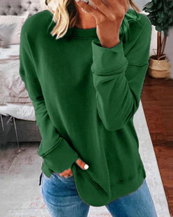 Side Slit Crewneck Sweatshirt