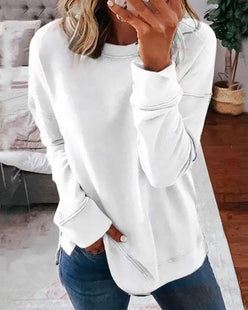 Side Slit Crewneck Sweatshirt