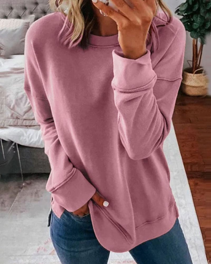 Side Slit Crewneck Sweatshirt