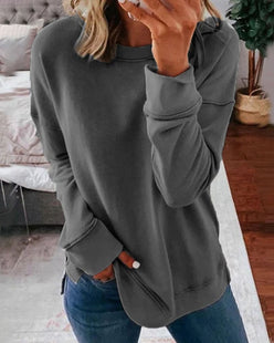 Side Slit Crewneck Sweatshirt