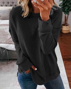 Side Slit Crewneck Sweatshirt