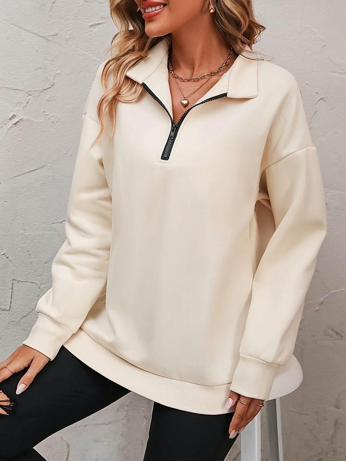 Collared Half-Zip Sweatshirt
