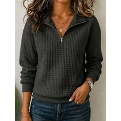 Quilted Collar Half-Zip Sweatshirt