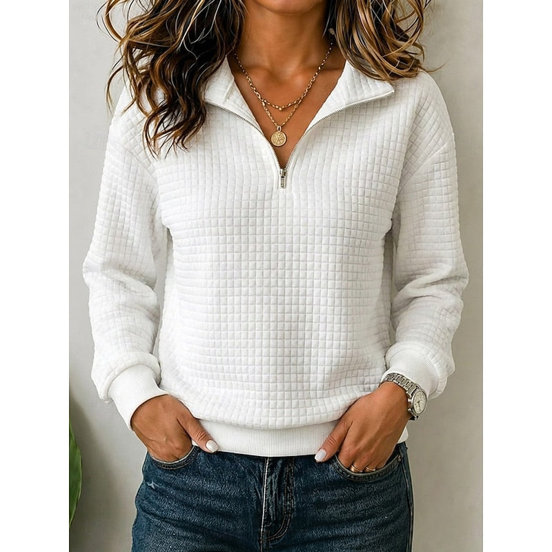Quilted Collar Half-Zip Sweatshirt