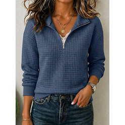 Quilted Collar Half-Zip Sweatshirt
