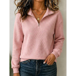 Quilted Collar Half-Zip Sweatshirt