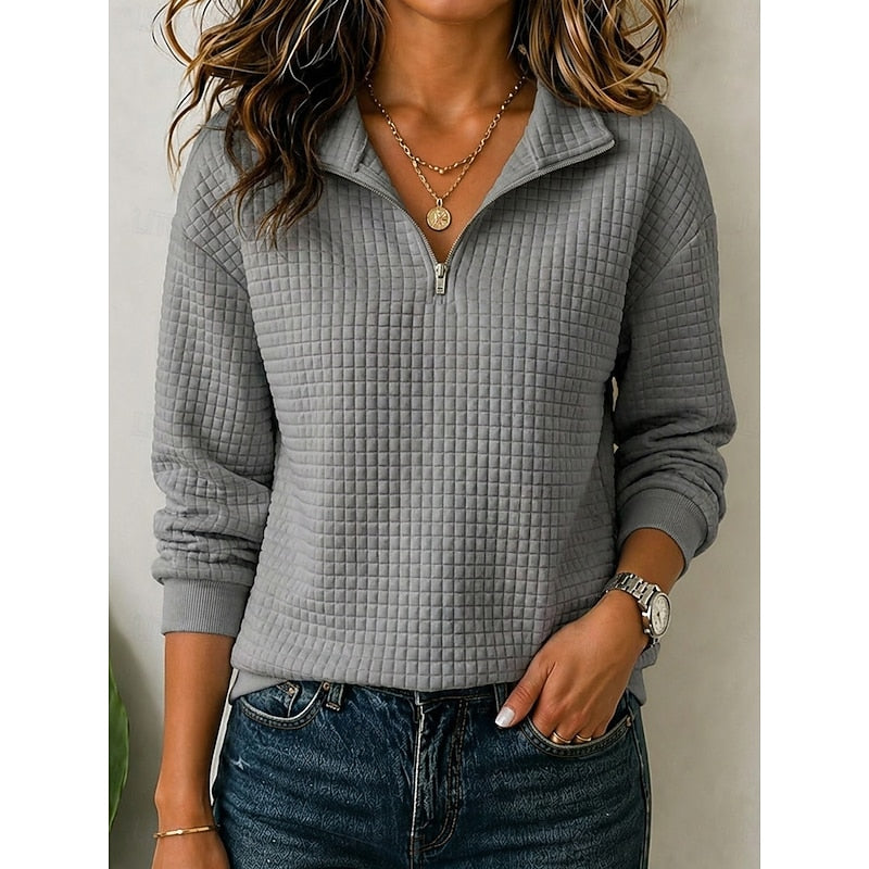 Quilted Collar Half-Zip Sweatshirt