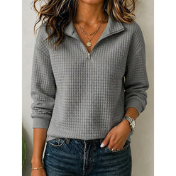 Quilted Collar Half-Zip Sweatshirt