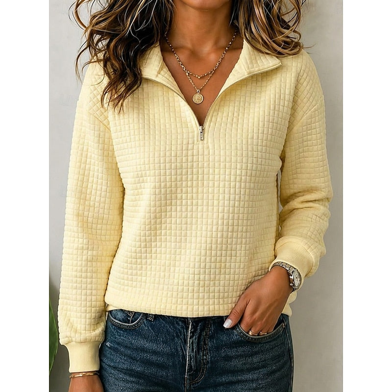 Quilted Collar Half-Zip Sweatshirt