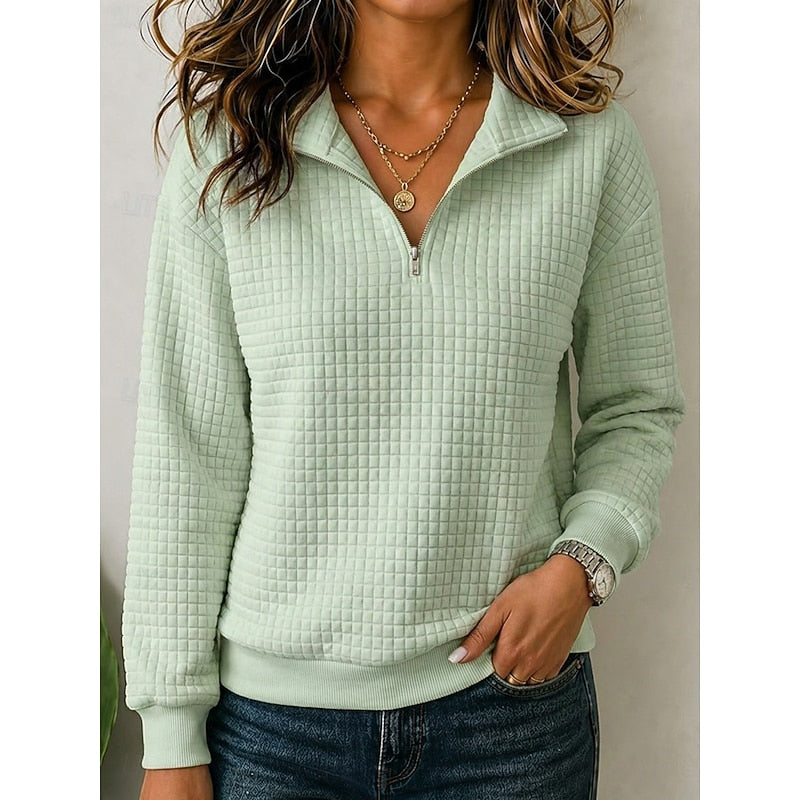 Quilted Collar Half-Zip Sweatshirt