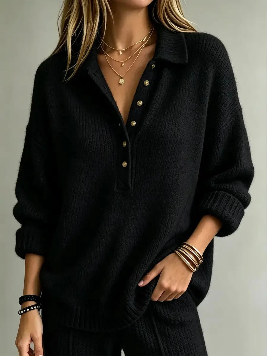 Gold Button Polo Jumper