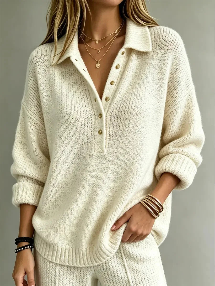 Gold Button Polo Jumper