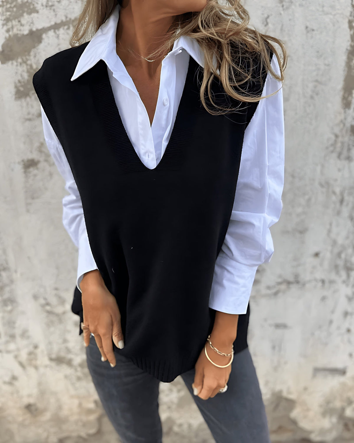 Deep V Jumper Vest