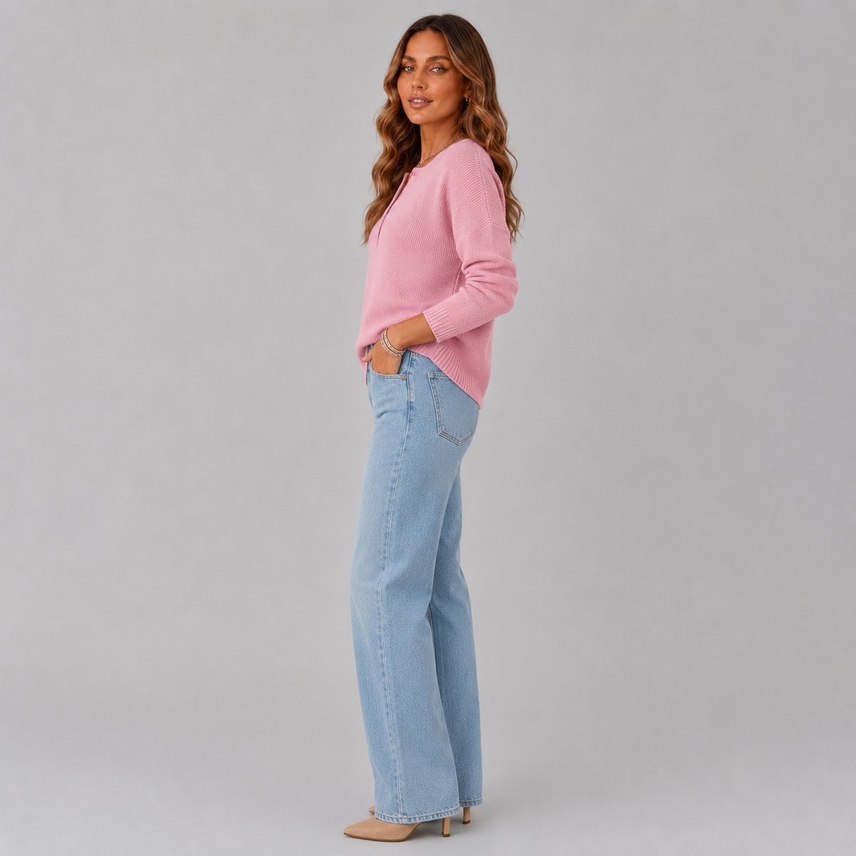 Henley Button Knit Jumper