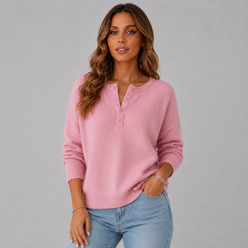 Henley Button Knit Jumper
