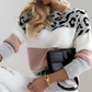 Leopard Yoke Colour Block Jumper