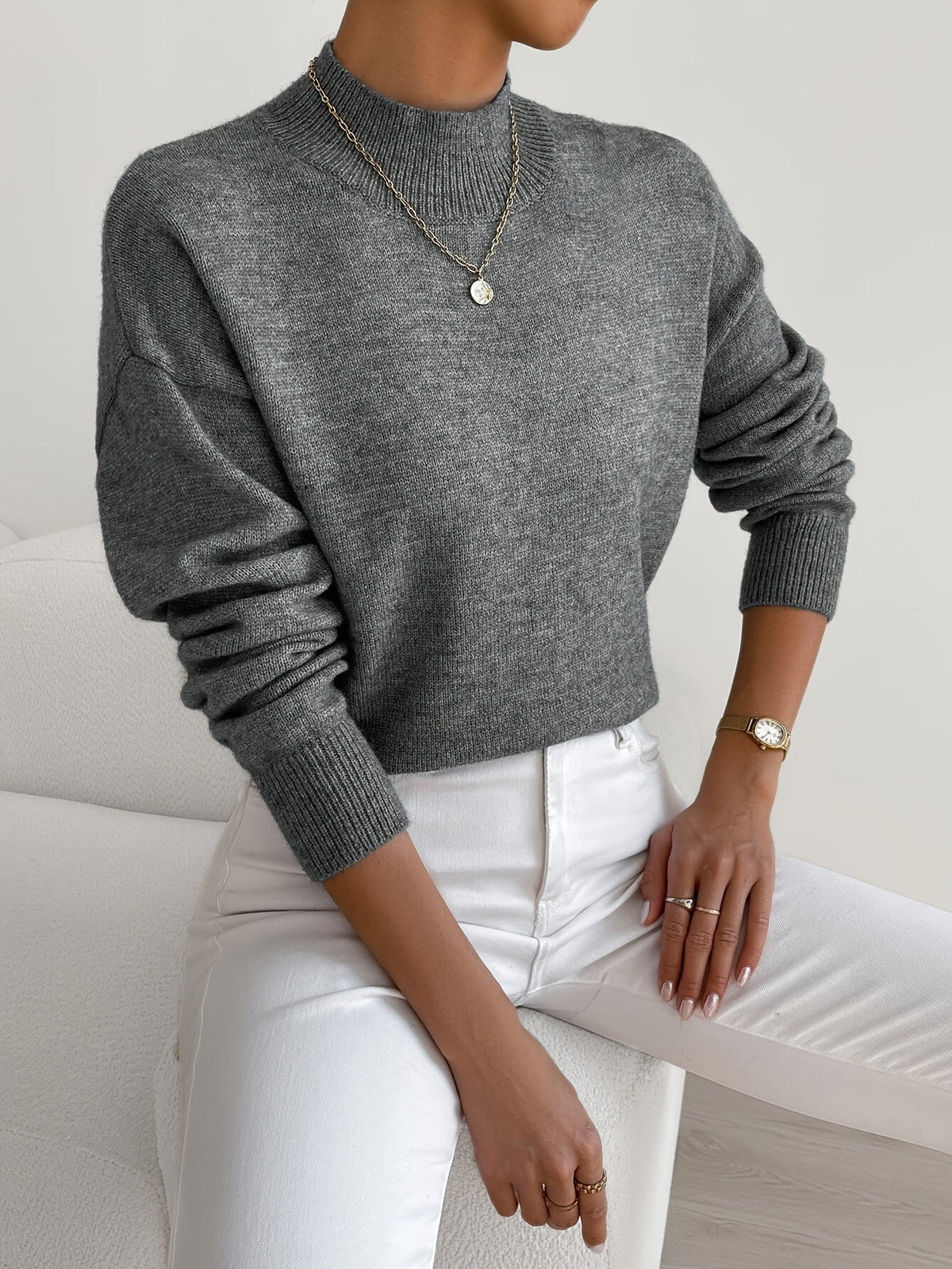 Mock Neck Knit Jumper