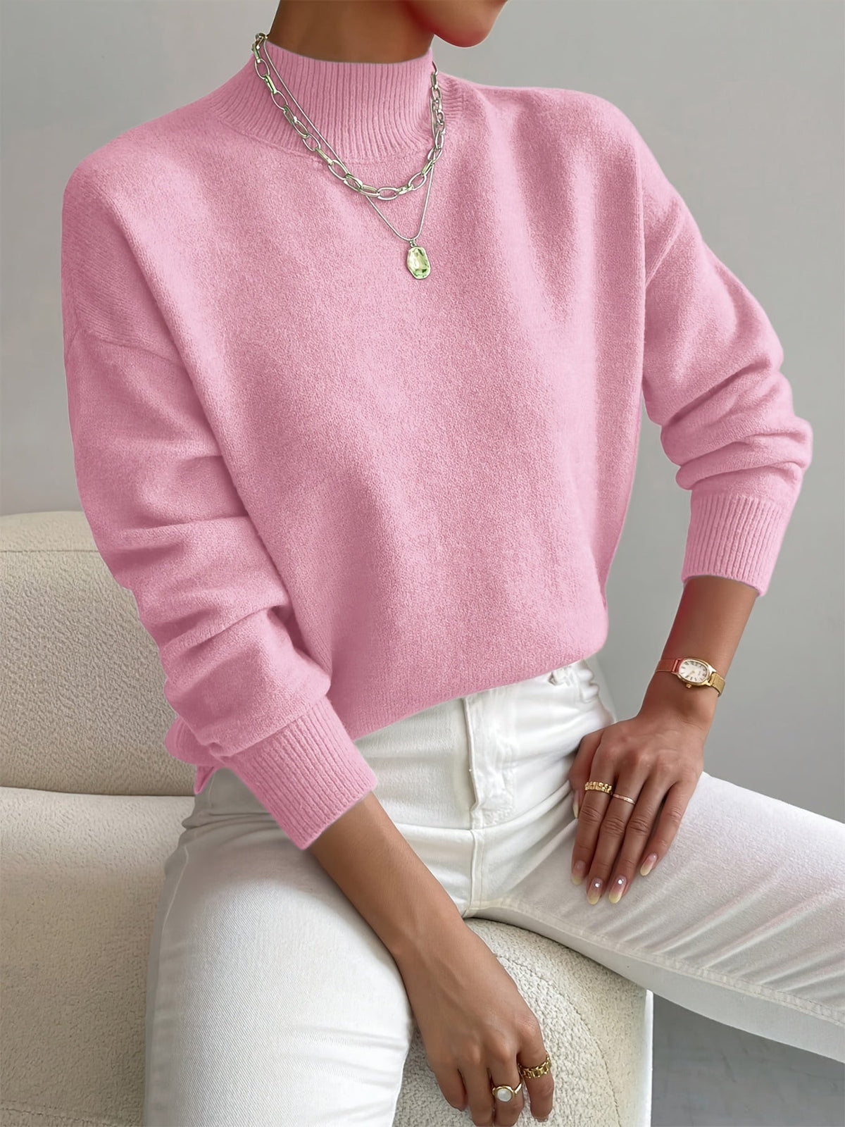 Mock Neck Knit Jumper