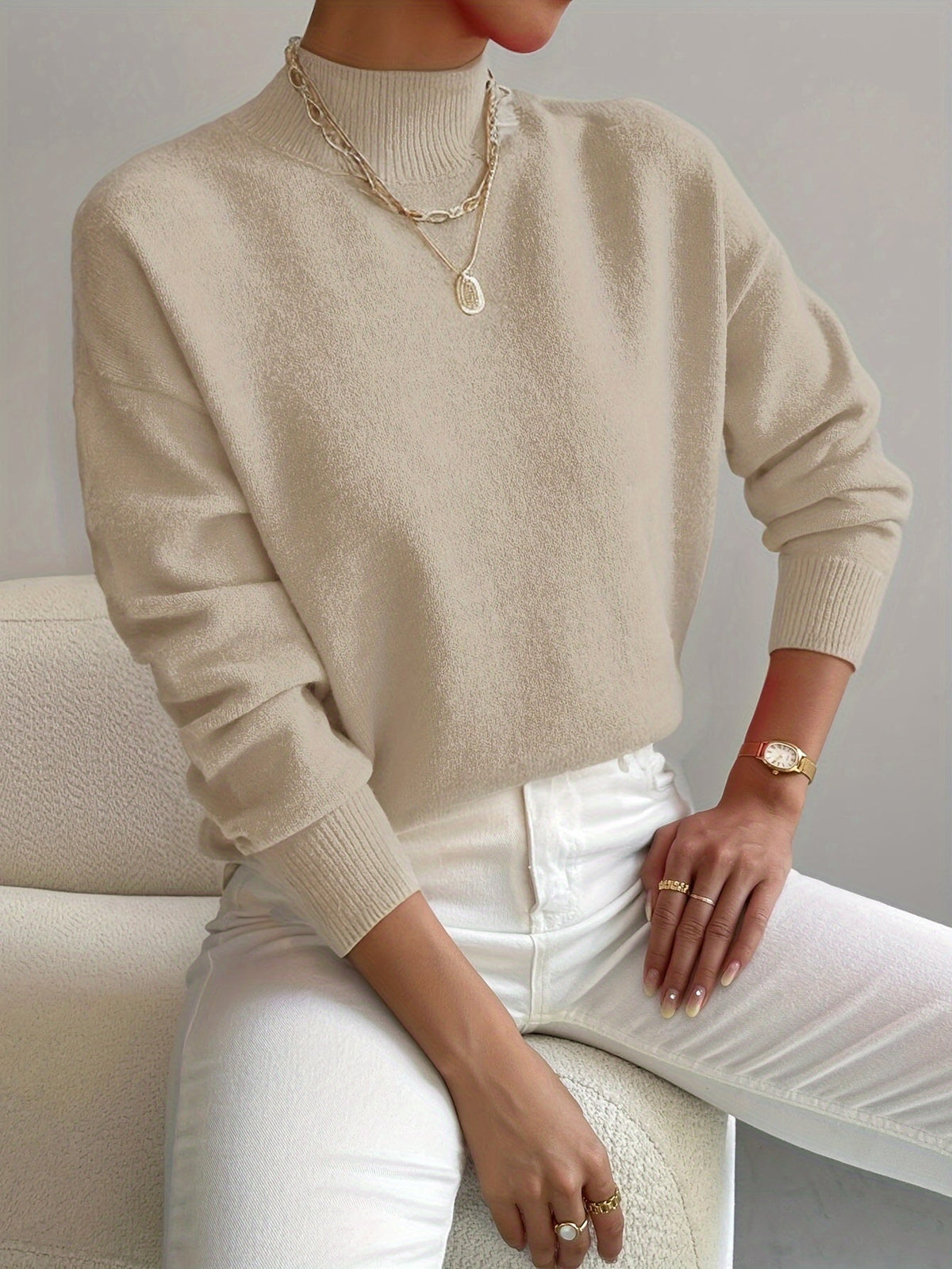Mock Neck Knit Jumper
