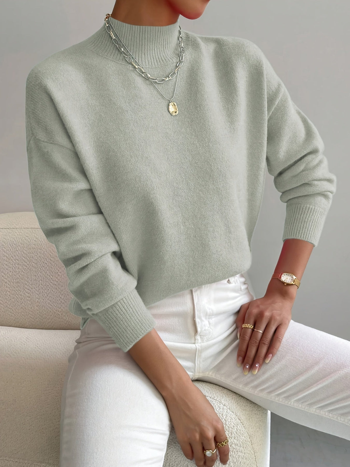 Mock Neck Knit Jumper