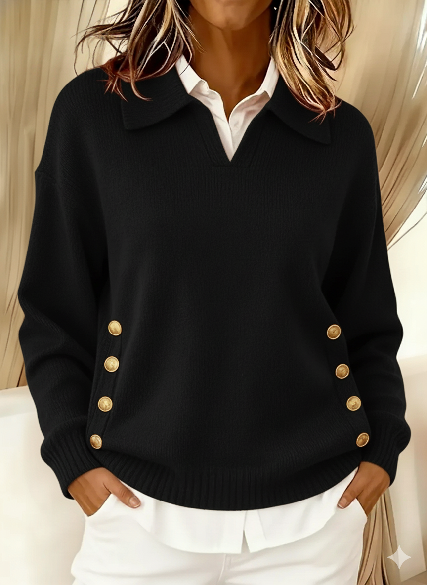 Polo Collar Gold Button Jumper