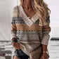 Chevron Colour Block V-Neck Jumper