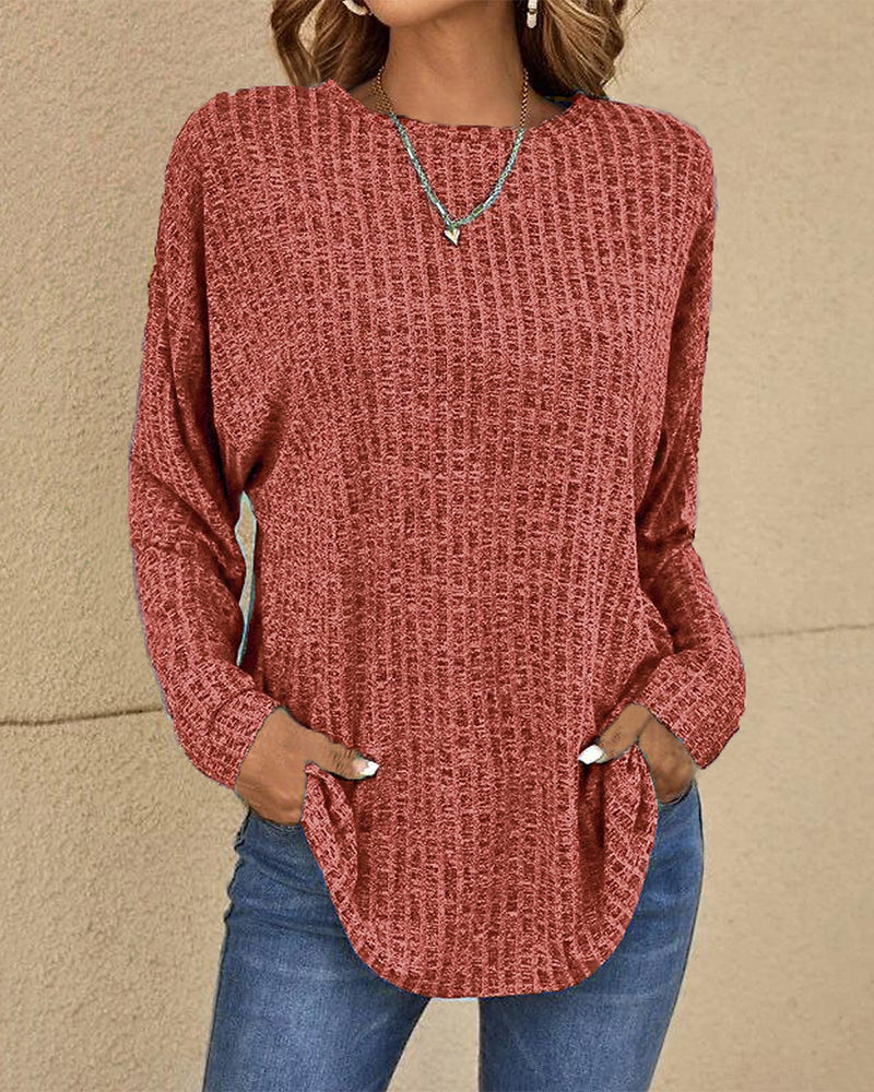 Waffle Knit Pocket Top